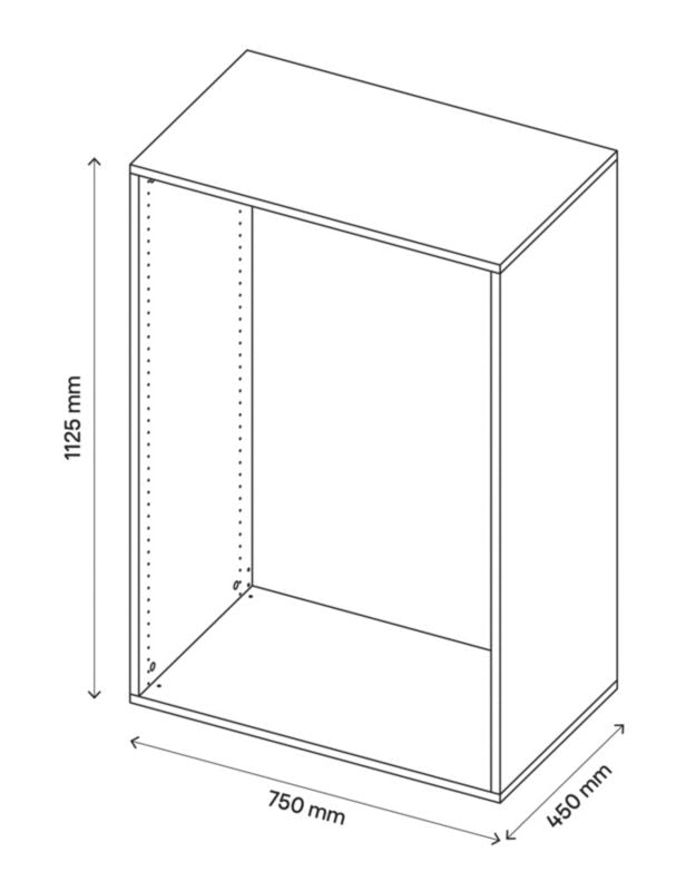 GoodHome Atomia korpus 45 x 112,5 x 75 cm i grå eg