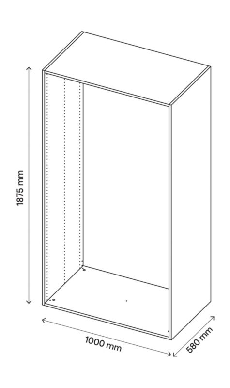 GoodHome Atomia korpus 58 x 187,5 x 100 cm i grå eg
