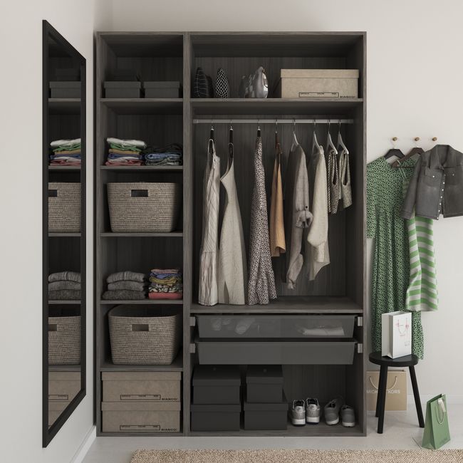 GoodHome Atomia korpus 58 x 225 x 100 cm grå eg