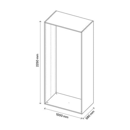 GoodHome Atomia korpus 58 x 225 x 100 cm grå eg