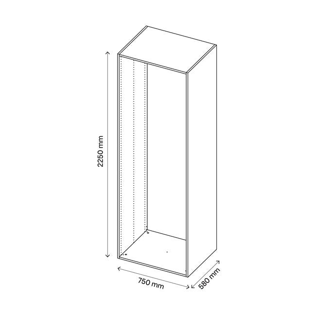 GoodHome Atomia korpus 58 x 225 x 75 cm i grå eg