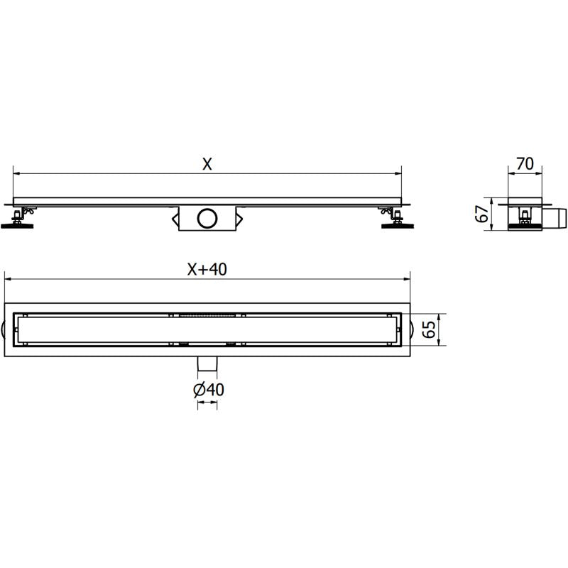 Mexen Flat lineær krop sort 90 cm