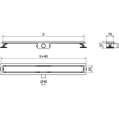 Mexen Flat lineær krop sort 90 cm