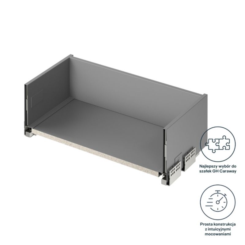 GoodHome slim dyb skuffekorpus 60 cm lys grå