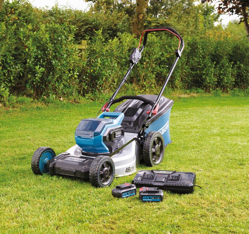 Erbauer akku-plæneklipper 2 x 18 V 46 cm med 2 x 5 Ah batterier