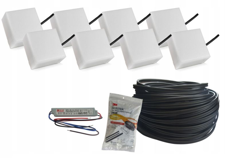 LED-belysningssten Bruklux 10x10x6 cm Sæt 8 stk
