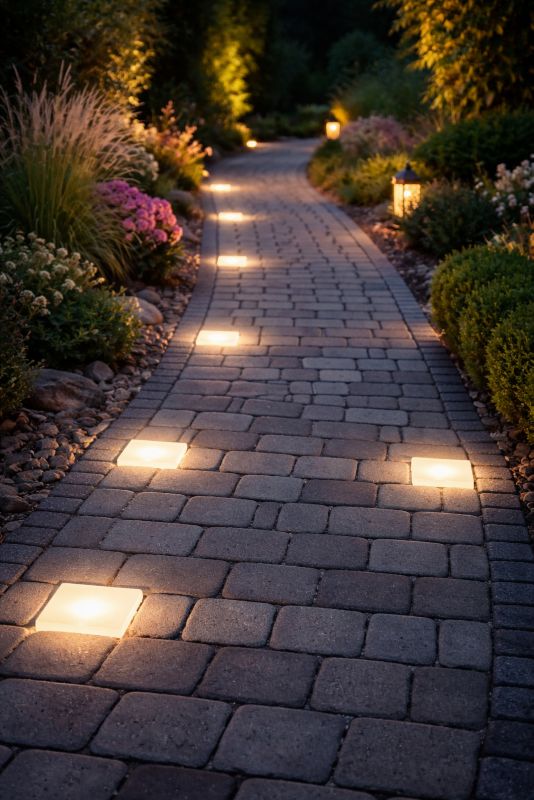 LED-belysningssten 14x14x6 cm Hvid
