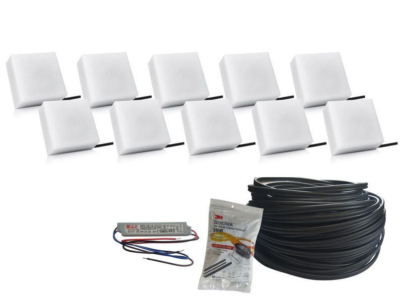 LED-belysningssten Bruklux 14x14x6 cm Sæt 10 stk