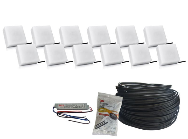 LED-belysningssten 14x14x6 cm Hvid Sæt 12 stk
