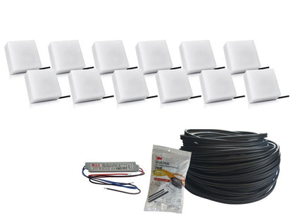 LED-belysningssten 14x14x6 cm Hvid Sæt 12 stk