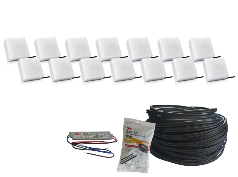 LED-belysningssten Bruklux 14x14x6 cm Sæt 14 stk