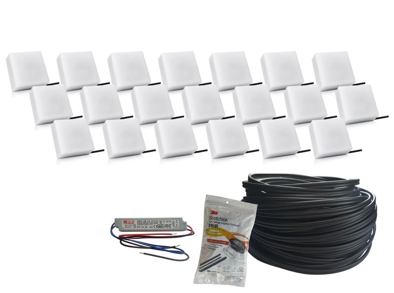 LED-belysningssten Bruklux 14x14x6 cm Sæt 20 stk