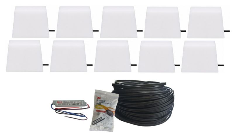 LED-belægningssten Piccola 8x9x9,5x6 cm Hvid Sæt med 10 stk | 5901885536330