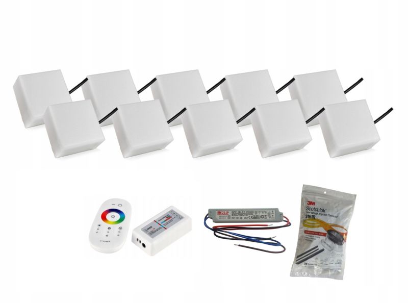 LED-belysningssten 10x10x6 cm RGB Multifarvet Sæt 10 stk