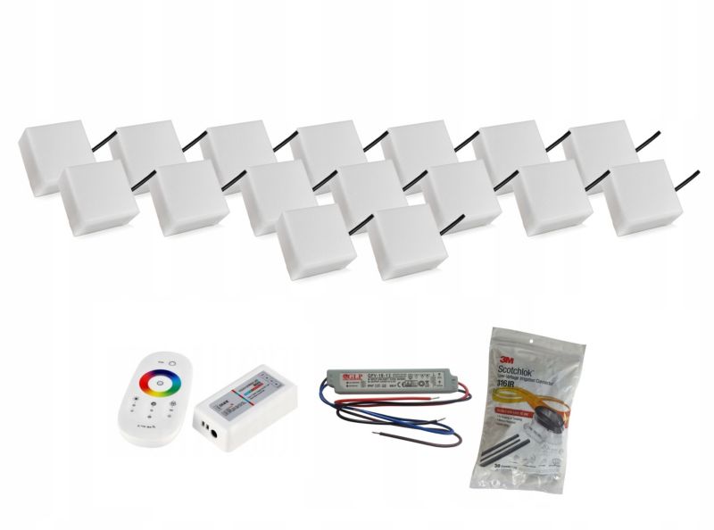 LED-belysningssten Bruklux 10x10x6 cm RGB Multifarvet 16 stk