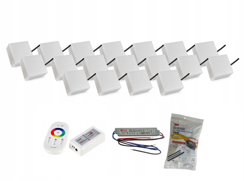 LED-belysningssten Bruklux RGB 10x10x6 cm Sæt 18 stk