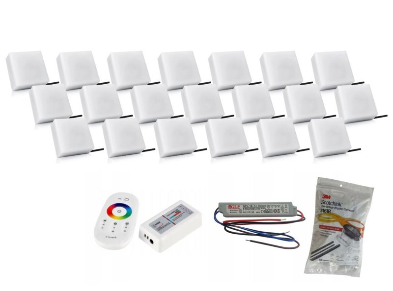 LED-belysningssten Bruklux 10x10x6 cm RGB Multifarvet Sæt 20 stk