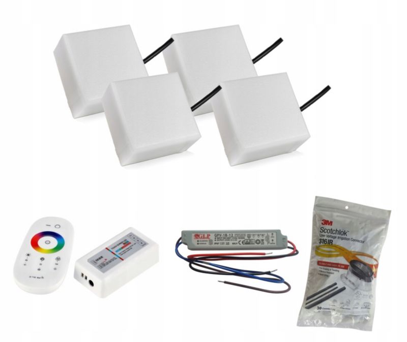LED-belysningssten Bruklux RGB 10x10x6 cm Sæt 4 stk