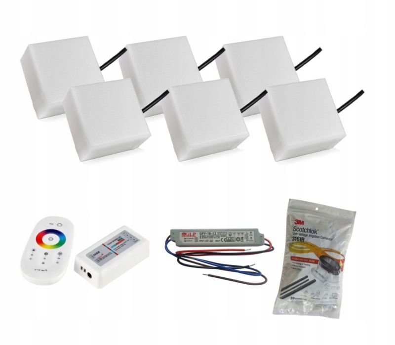 LED-belysningssten Bruklux 10x10x6 cm RGB Multifarvet Sæt 6 stk