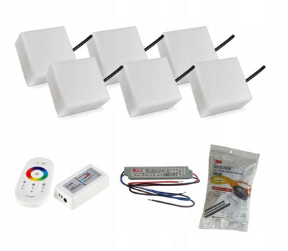 LED-belysningssten Bruklux 10x10x6 cm RGB Multifarvet Sæt 6 stk