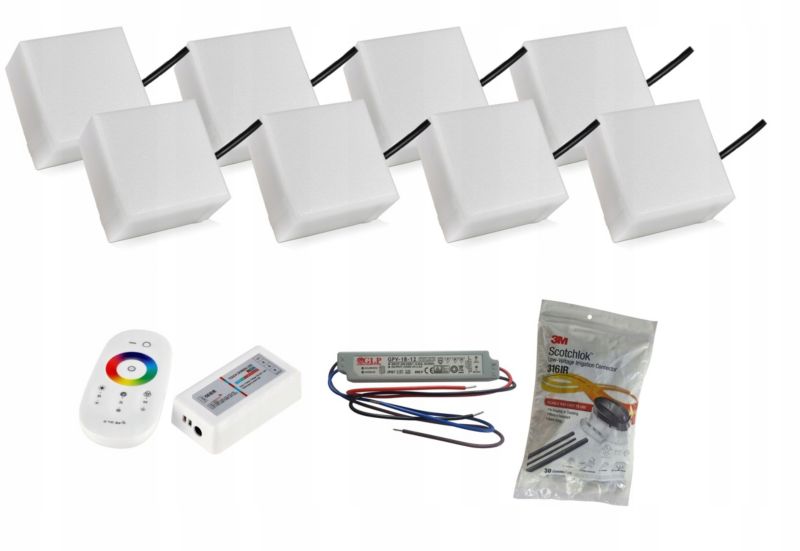 LED-belysningssten Bruklux 10x10x6 cm RGB Multifarvet 8 stk
