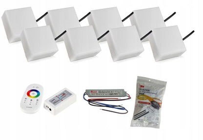 LED-belysningssten Bruklux 10x10x6 cm RGB Multifarvet 8 stk