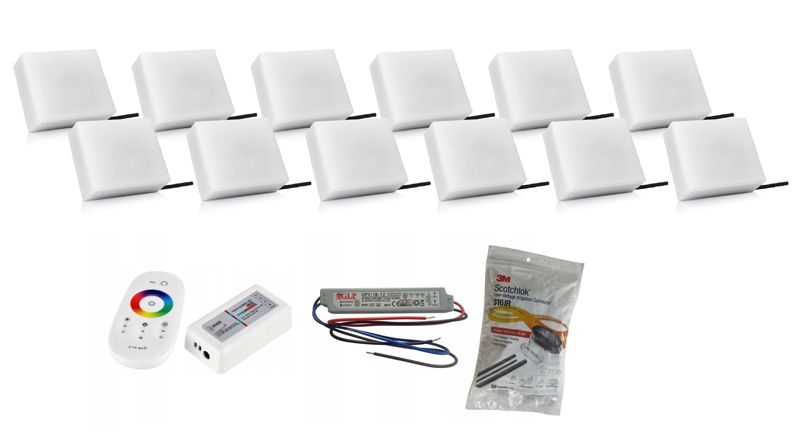 LED-belysningssten Bruklux 10x14x6 cm RGB Multifarvet 12 stk
