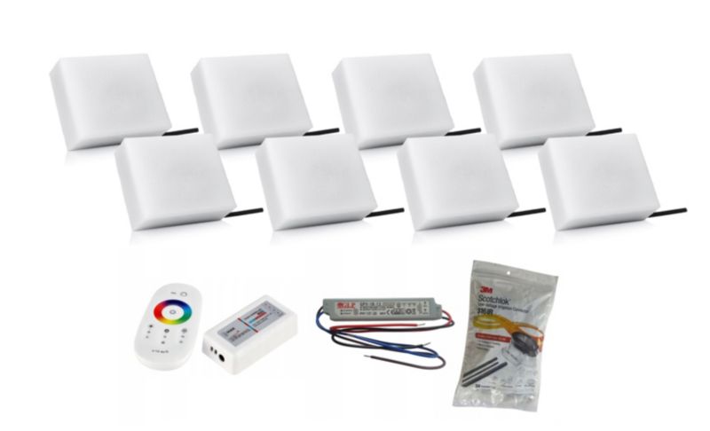 LED-belysningssten Bruklux 10x14x6 cm RGB 8 stk
