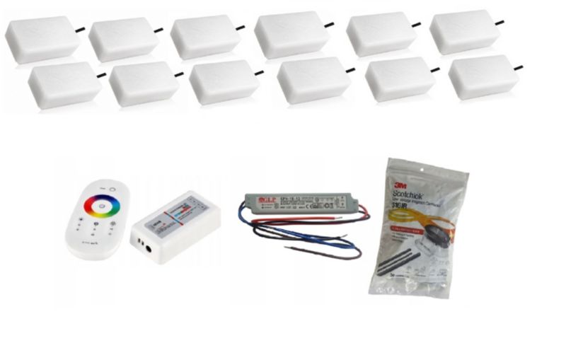 LED-belysningssten Bruklux 10x20x6 cm RGB Sæt 12 stk