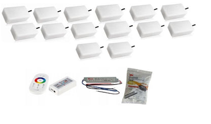 LED-belysningssten Bruklux 10x20x6 cm RGB Multifarvet Sæt 14 stk