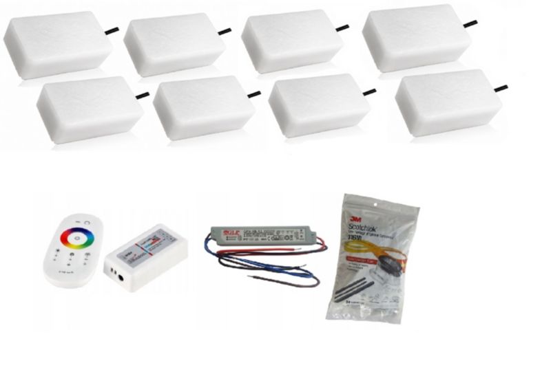 LED-belysningssten 10x20x6 cm RGB Multifarvet Sæt 8 stk