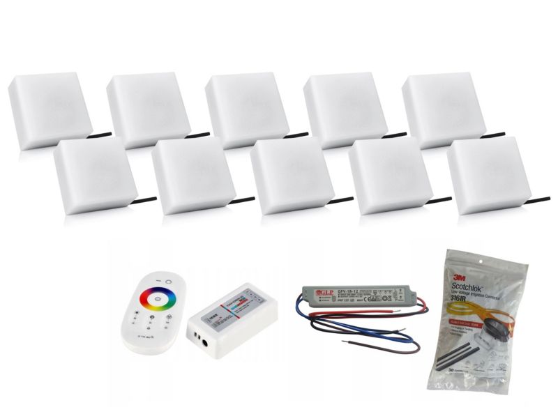 LED-belysningssten Bruklux Holland 14x14x6 cm RGB Sæt 10 stk