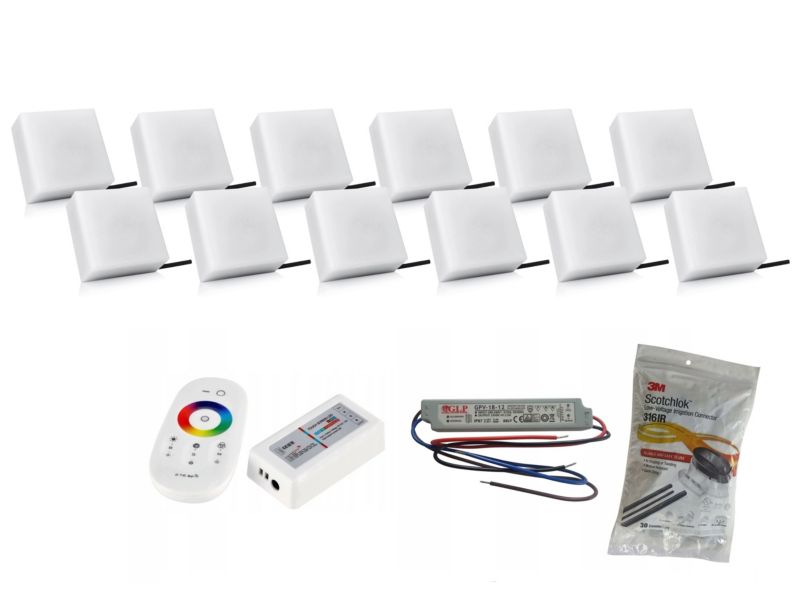 LED-belysningssten Bruklux Holland 14x14x6 cm RGB 12 stk