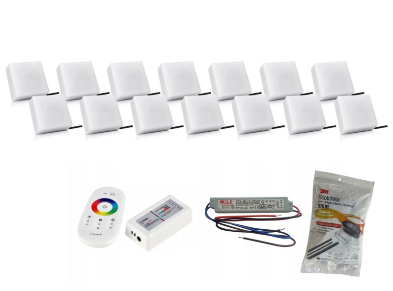 LED-belysningssten Bruklux 14x14x6 cm RGB Sæt 14 stk