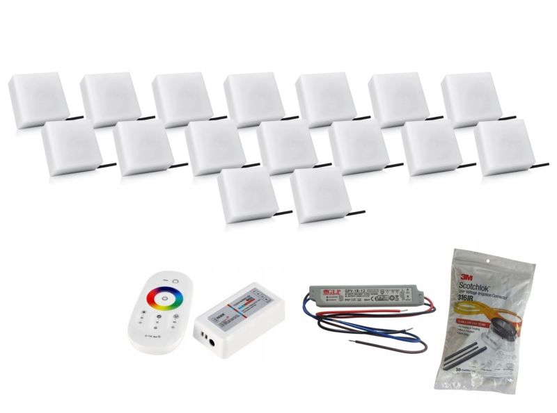 LED-belysningssten Bruklux 14x14x6 cm RGB 16 stk