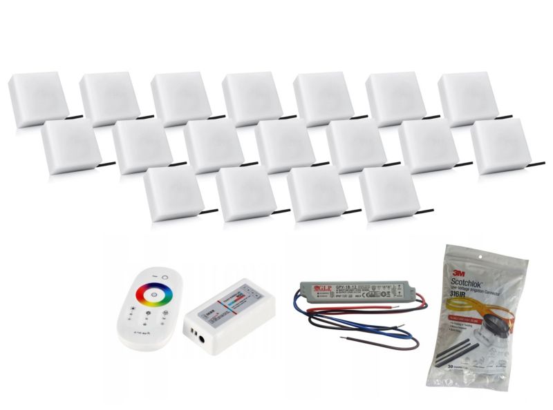 LED-belysningssten Bruklux Holland 14x14x6 cm RGB Sæt 18 stk