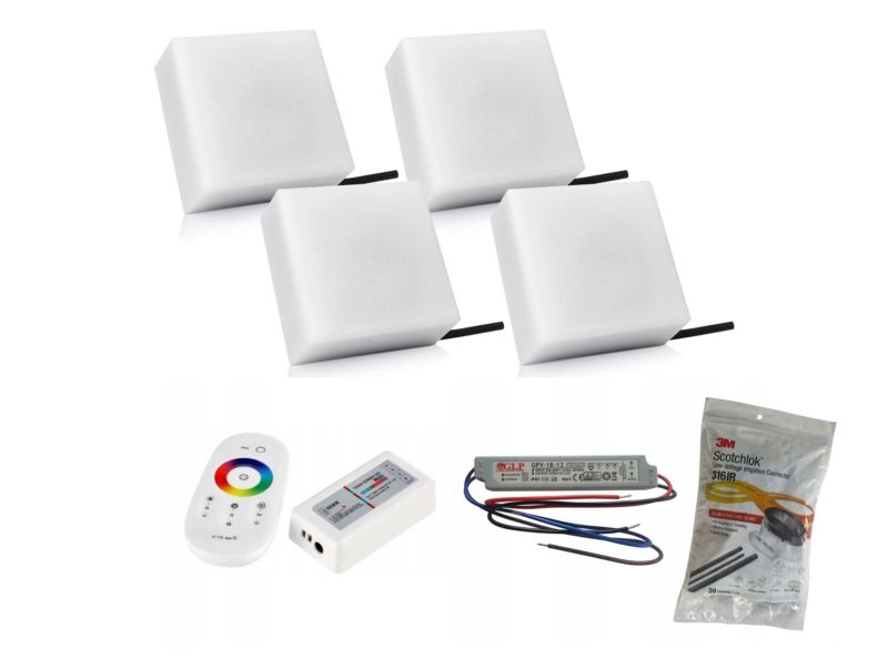 LED-belysningssten Bruklux Holland 14x14x6 cm RGB Sæt 4 stk
