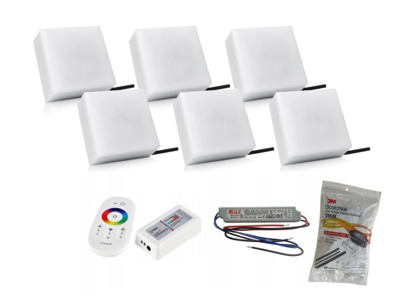 LED-belysningssten 14x14x6 cm RGB Sæt med 6 stk
