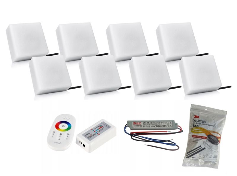 LED-belysningssten Bruklux 14x14x6 cm RGB 8 stk