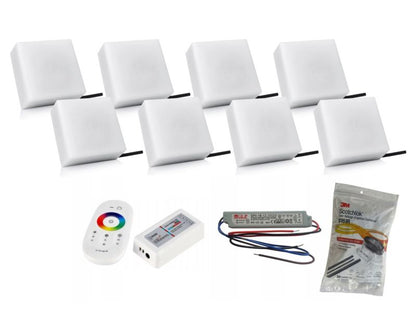 LED-belysningssten Bruklux 14x14x6 cm RGB 8 stk