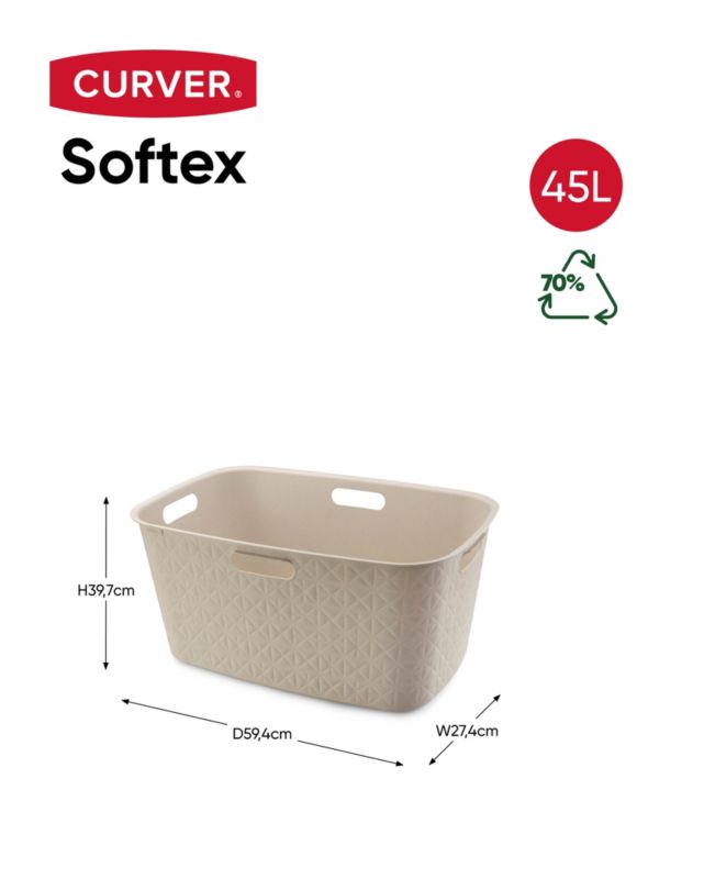 Curver Softex vasketøjskurv til mangle 45 l i cremefarve