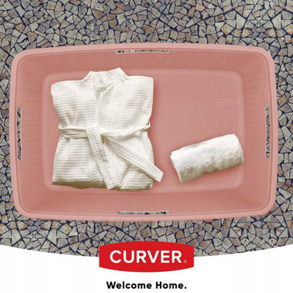 Curver Jute vasketøjskurv 46L, pudderrosa