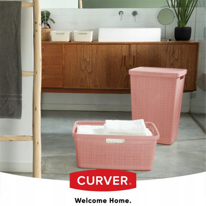 Curver Jute vasketøjskurv 46L, pudderrosa