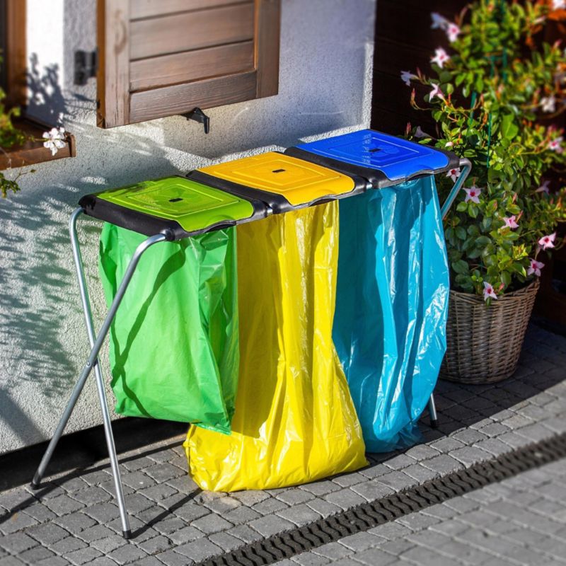 KADAX affaldssorteringsstativ med 3 rum til 120L poser – robust stel