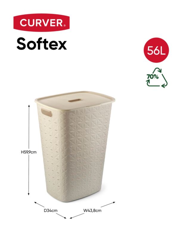 Vasketøjskurv Softex 56 L Beige Polypropylen
