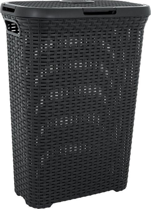 Vasketøjskurv 40 L Mørkegrå Rattan-Effekt 3253920709011