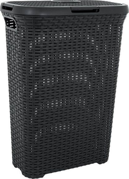 Vasketøjskurv 40 L Mørkegrå Rattan-Effekt 3253920709011