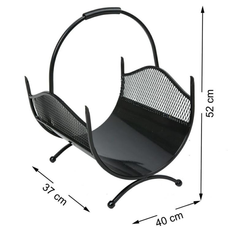 Brændekurv Criss 40x37x52 cm Sort Metal