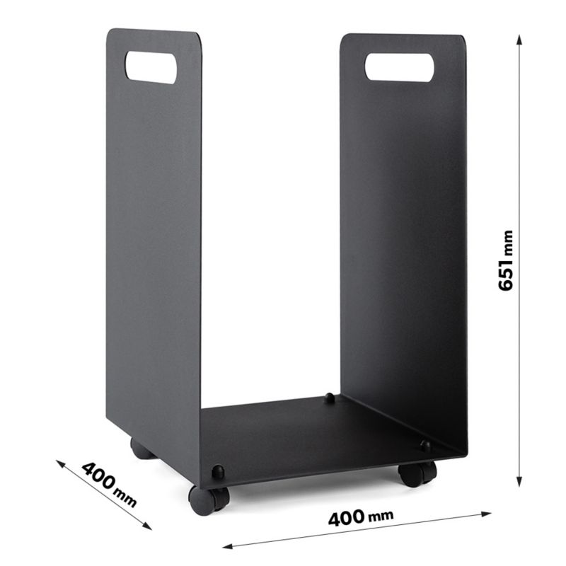 Brændekurv Mobil 40x40x65,5 cm Sort Stål