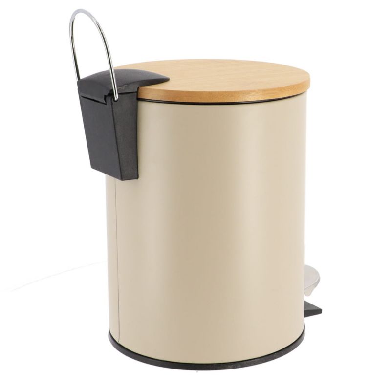 Badeværelsesspand 2,5 L Beige Metal med Låg